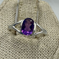 Sterling Silver Split Banded Oval Amethyst Ring – Size 5 – Calm, Intuition & Spiritual Protection