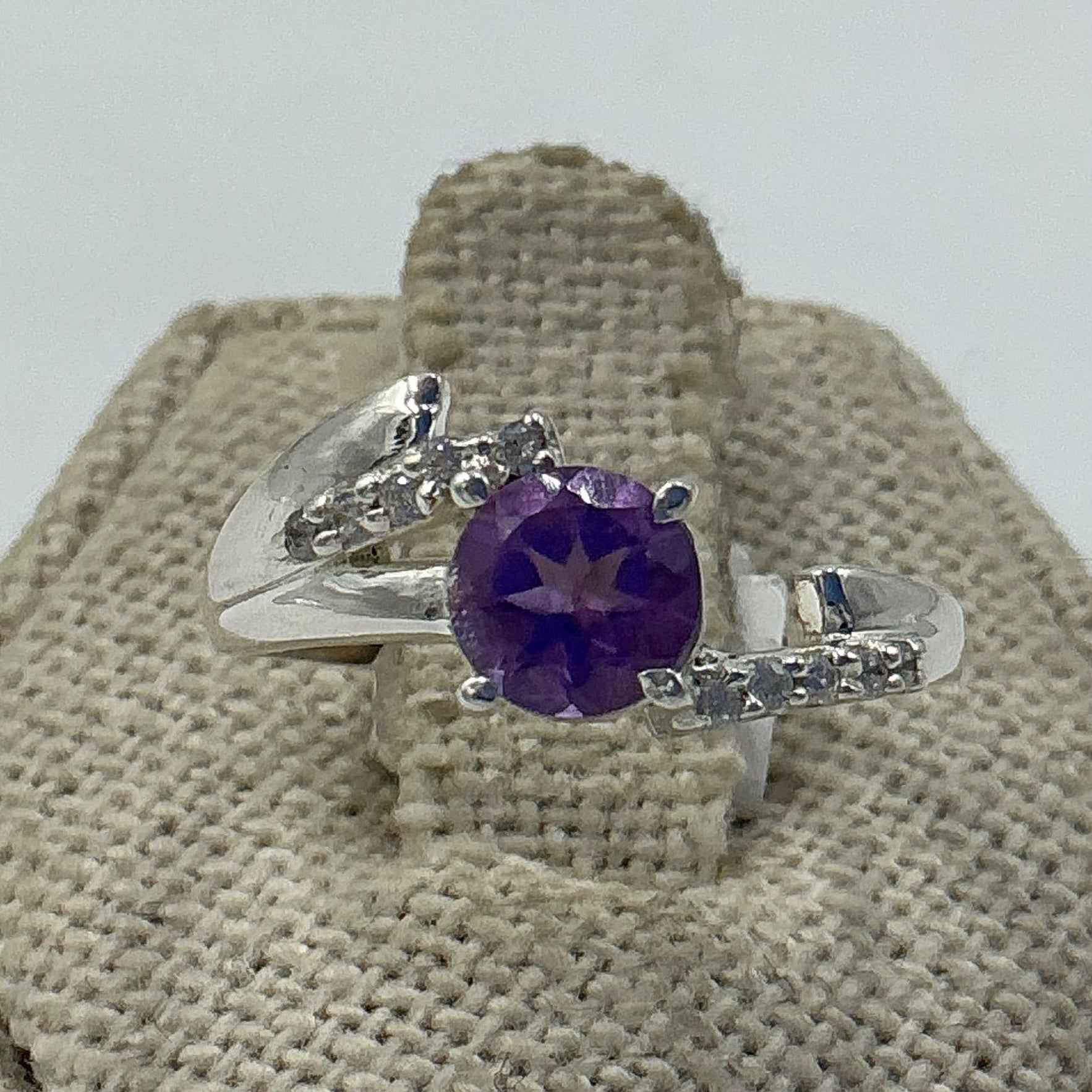 Sterling Silver Split Banded Amethyst Ring – Size 7 – Calm, Intuition & Spiritual Protection