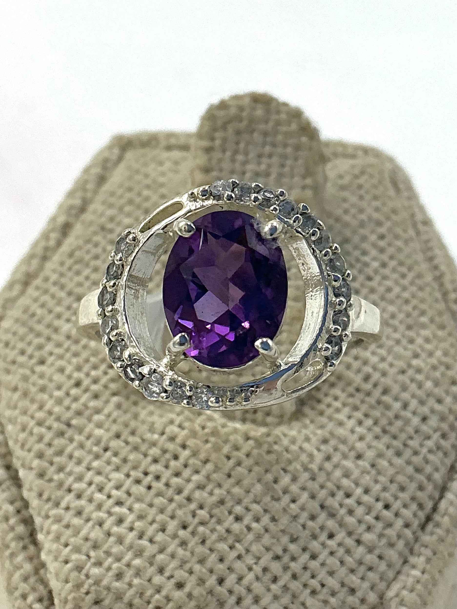 Sterling Silver Amethyst Eye Ring – Size 7– Calm, Intuition & Spiritual Protection