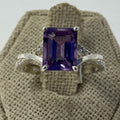 Sterling Silver Crossed Band Amethyst Ring – Size 8 – Calm, Intuition & Spiritual Protection