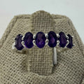 Sterling Silver Oval Band Amethyst Ring – Size 8 – Calm, Intuition & Spiritual Protection