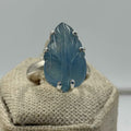 Sterling Silver Leaf Aquamarine Ring- Size 6 - Peace, Courage & Clear Communication