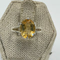 Sterling Silver Oval Citrine Classic Prong Ring – Size 6 – Abundance, Confidence & Success