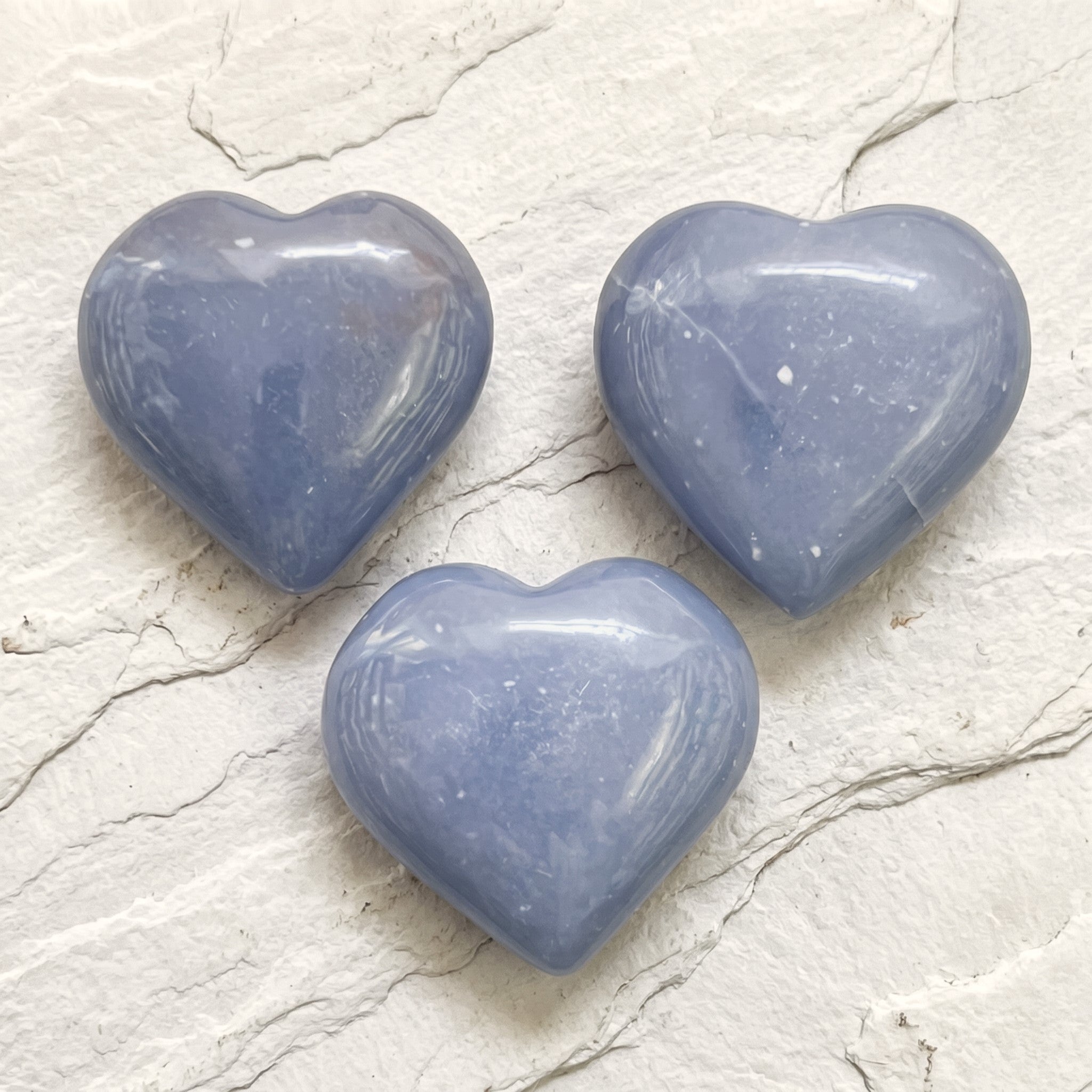 Blue Angelite Crystal Puffy Heart Carving