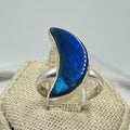 Sterling Silver Labradorite Crescent Moon Ring – Size 6 – Protection, Intuition & Transformation