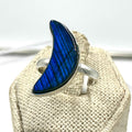Sterling Silver Labradorite Crescent Moon Ring – Size 7 – Protection, Intuition & Transformation