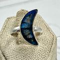 Sterling Silver Labradorite Crescent Moon Ring – Size 8 – Protection, Intuition & Transformation