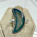Sterling Silver Labradorite Crescent Moon Ring – Size 8 – Protection, Intuition & Transformation