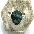 Sterling Silver Rough Teardrop Labradorite Ring - Size 8 - Intuition, Protection & Transformation