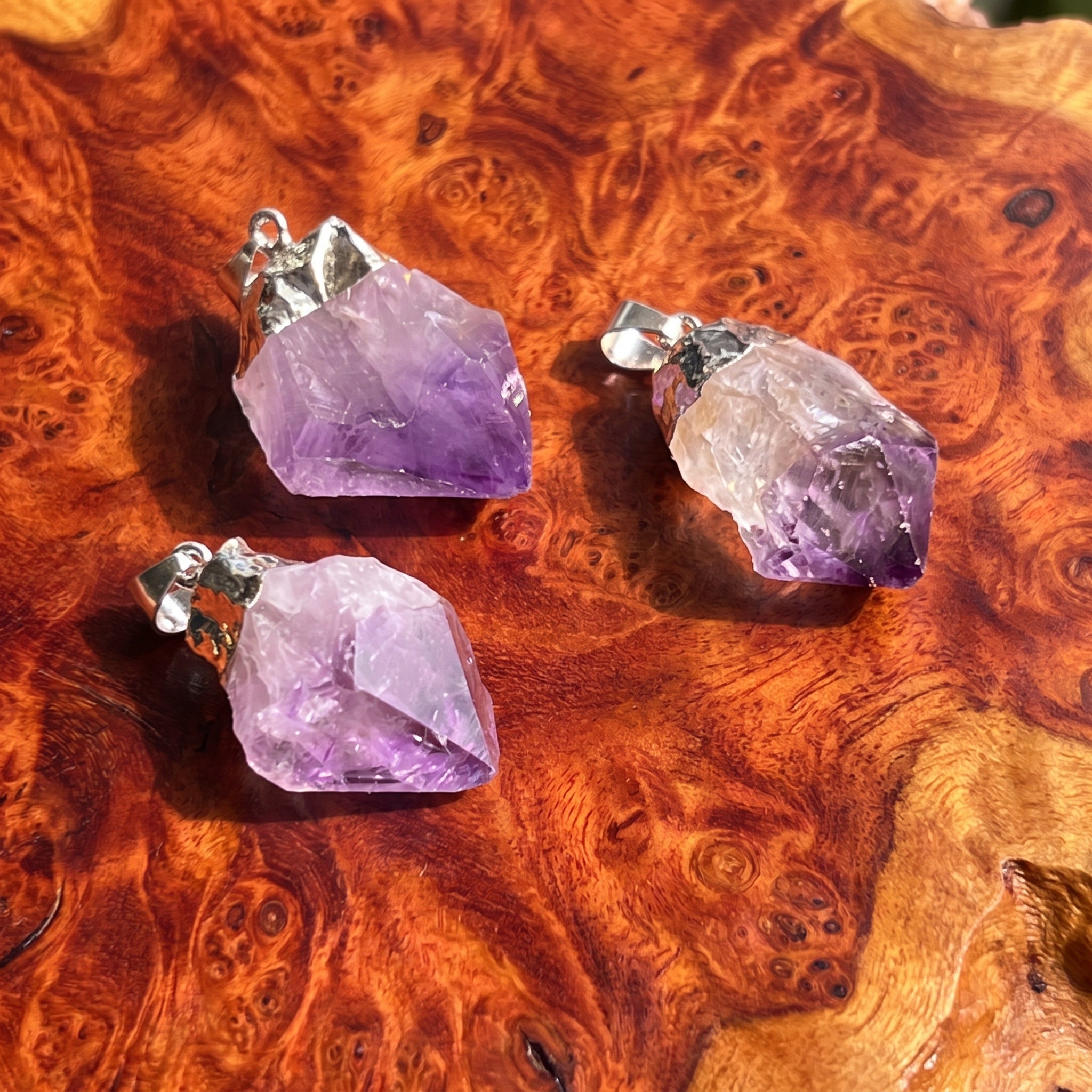Amethyst Crystal Point Pendant (Silver Plated)