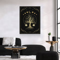 Magical Sacred Tree Canvas Wall Art, Moon Phase Art, Celestial, Esoteric, Boho Style Art, Astrology, Tarot Reader Canvas