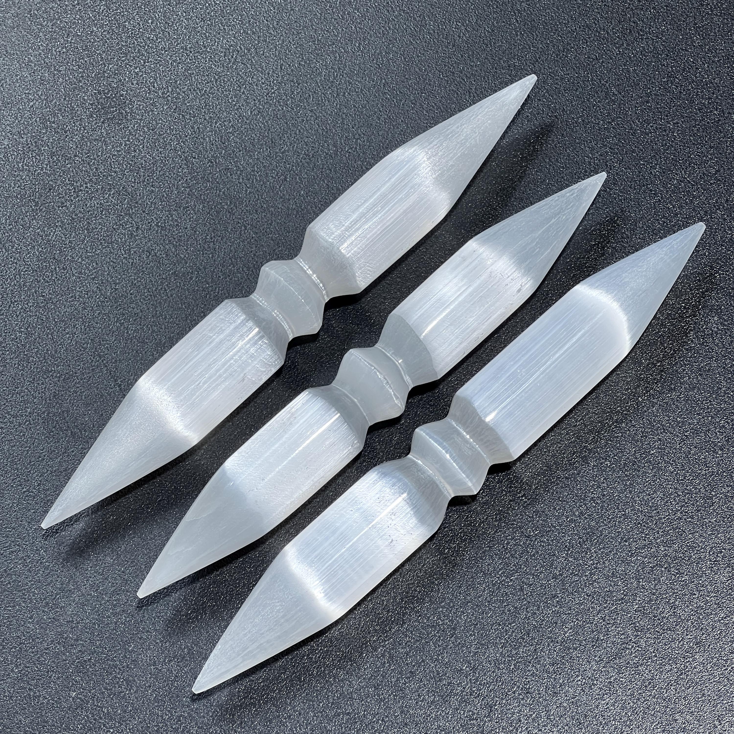 Selenite Crystal Wand Double Point Polished Wholesale Carving