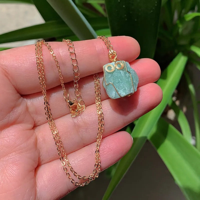 Raw Crystal Wire Wrap Necklaces