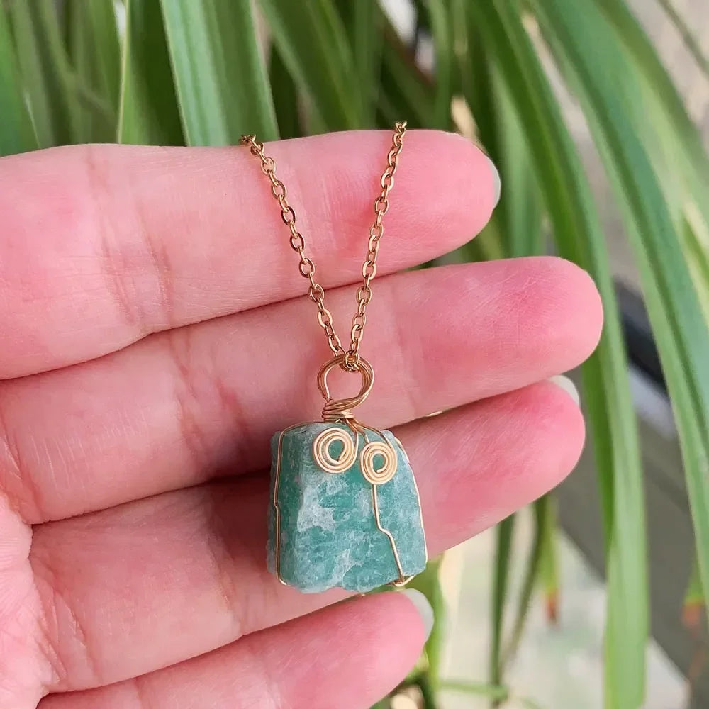 Raw Crystal Wire Wrap Necklaces
