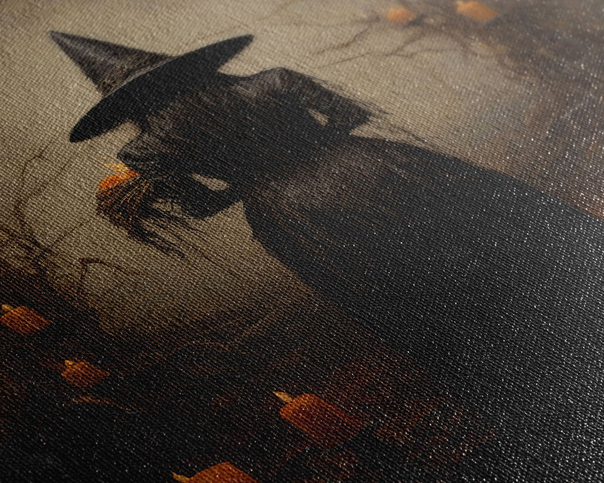 Vintage Halloween Witch Art, Halloween Canvas Printed / Framed Canvas, Witchy Decor, Witchcraft, Dark Academia Macabre Goth Art