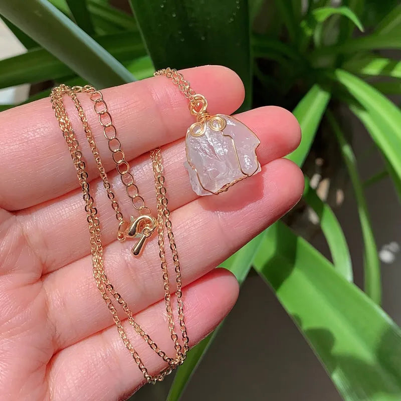 Raw Crystal Wire Wrap Necklaces