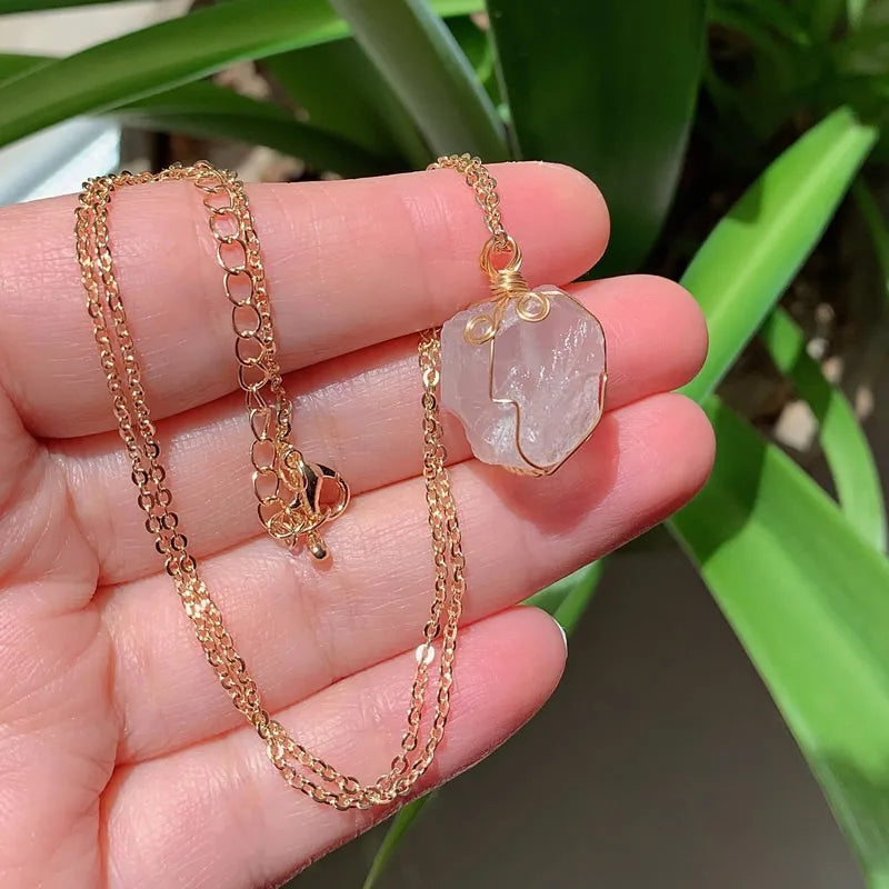 Raw Crystal Wire Wrap Necklaces