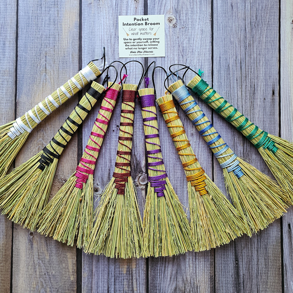Pocket Intention Broom, Mini Handmade Hawktail Broom