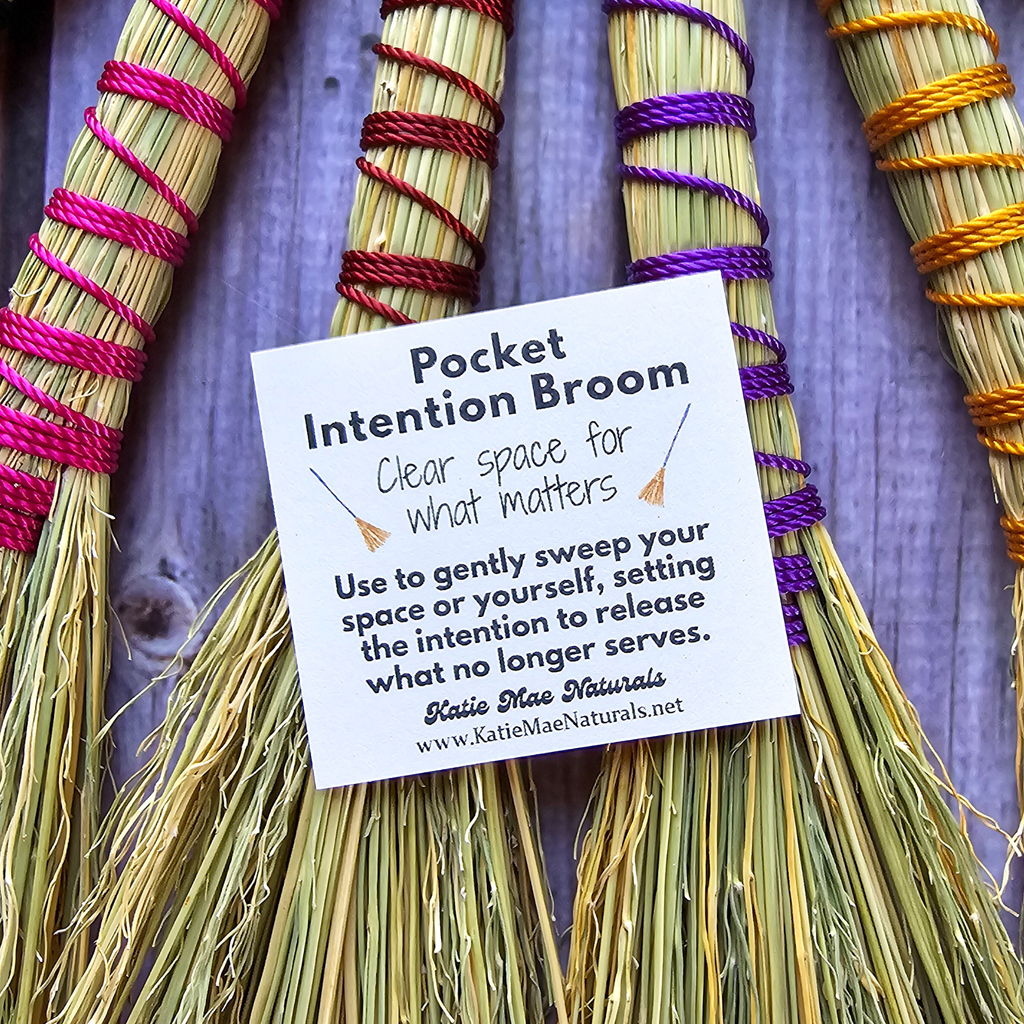Pocket Intention Broom, Mini Handmade Hawktail Broom
