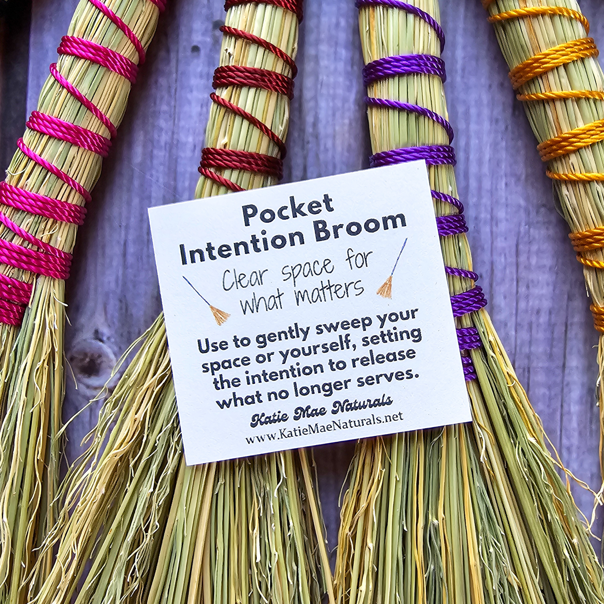 Pocket Intention Broom, Mini Handmade Hawktail Broom