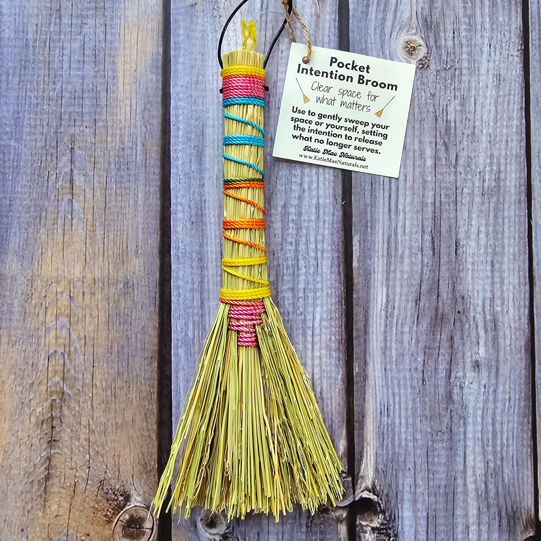 Pocket Intention Broom, Mini Handmade Hawktail Broom