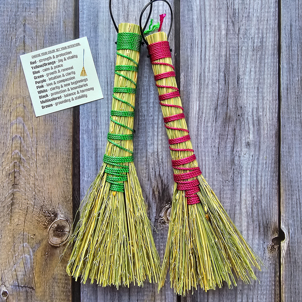 Pocket Intention Broom, Mini Handmade Hawktail Broom