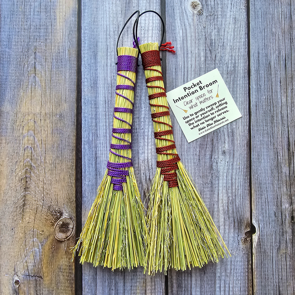 Pocket Intention Broom, Mini Handmade Hawktail Broom