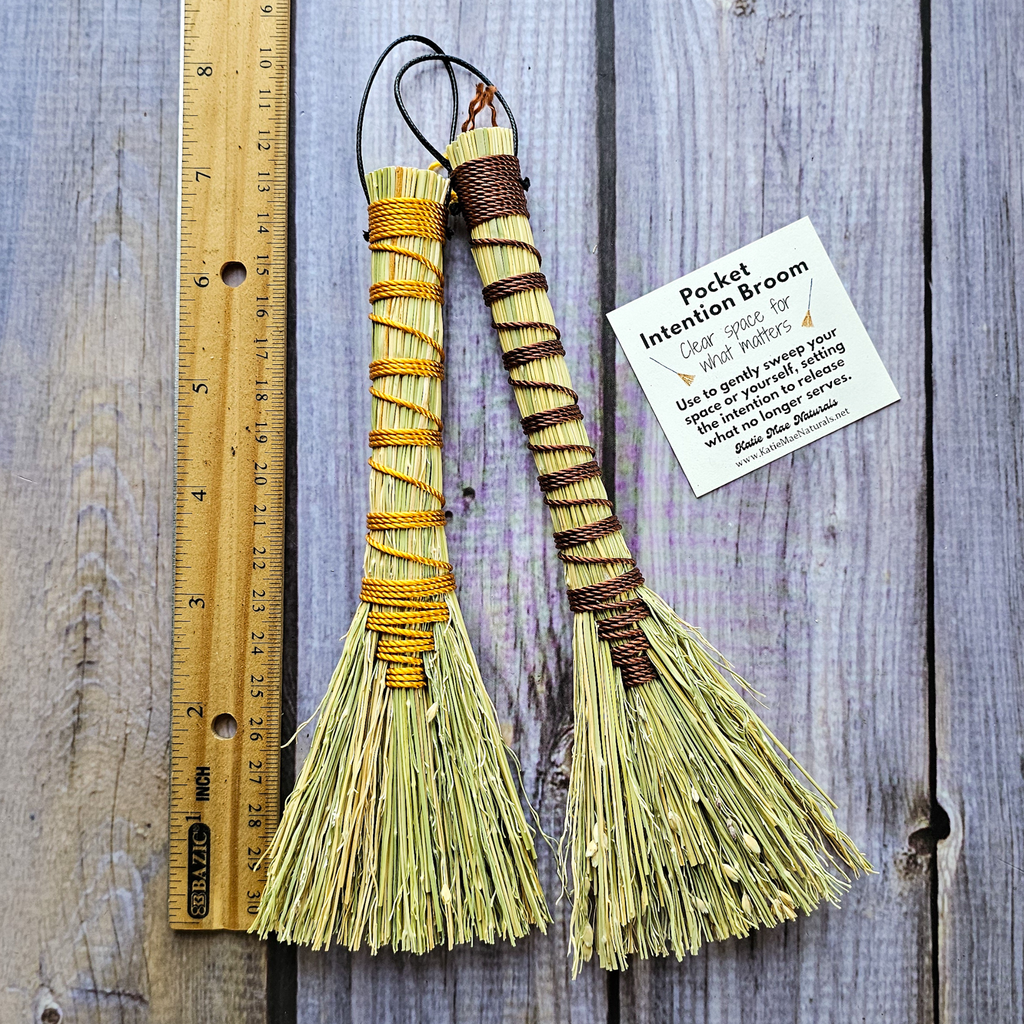 Pocket Intention Broom, Mini Handmade Hawktail Broom
