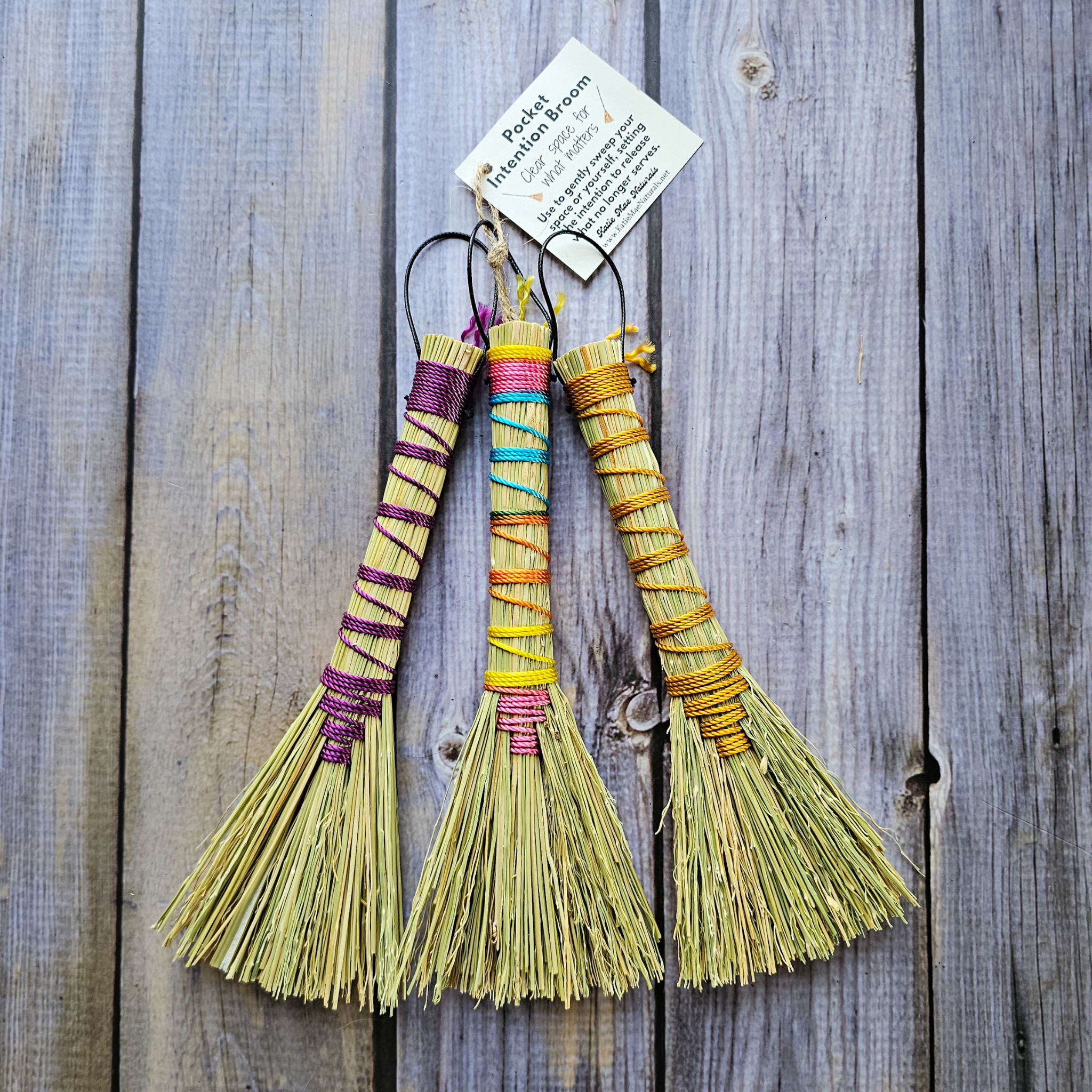 Pocket Intention Broom, Mini Handmade Hawktail Broom