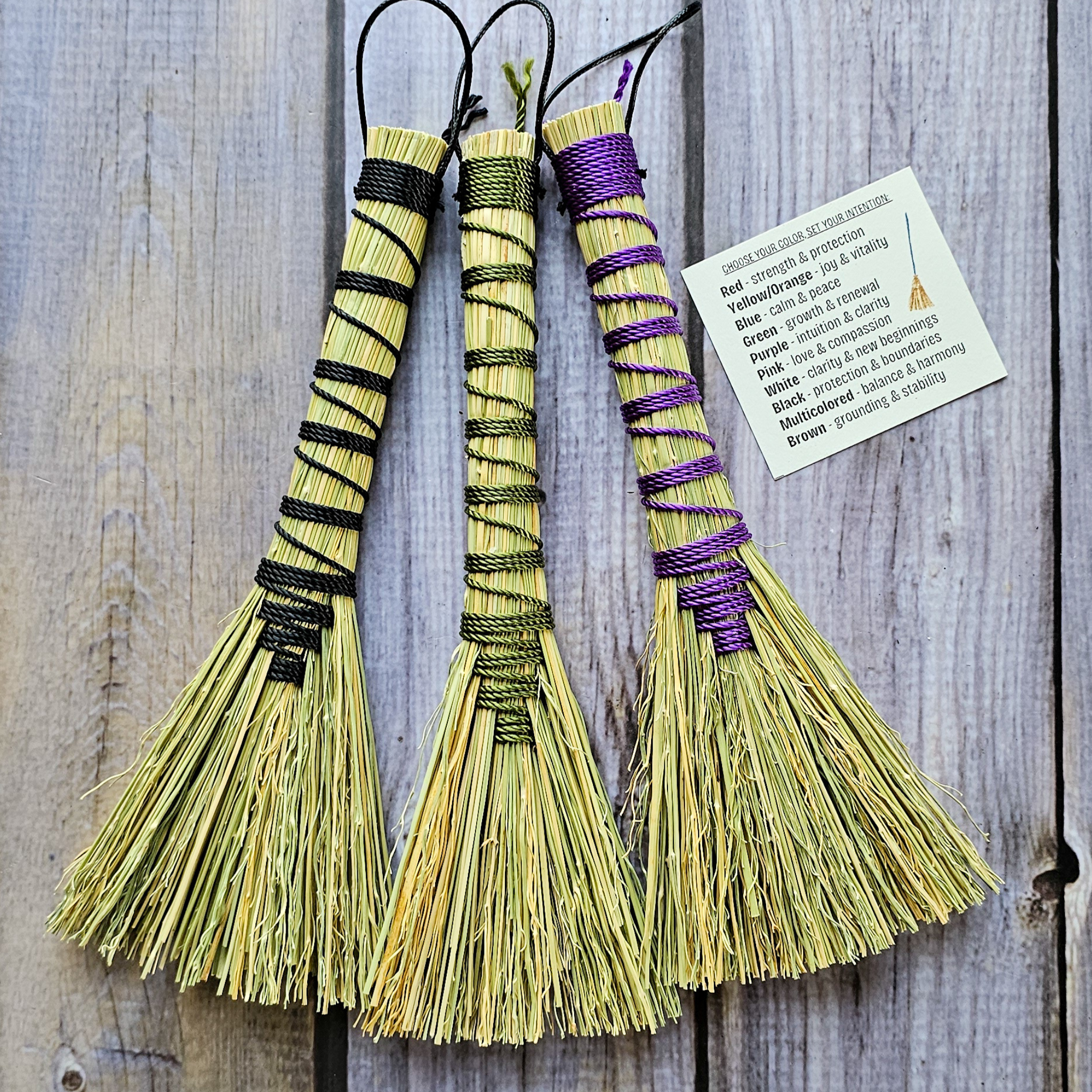 Pocket Intention Broom, Mini Handmade Hawktail Broom