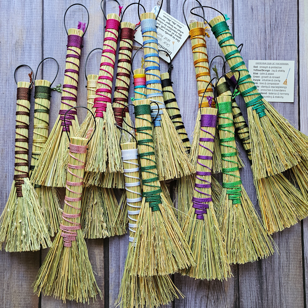 Pocket Intention Broom, Mini Handmade Hawktail Broom