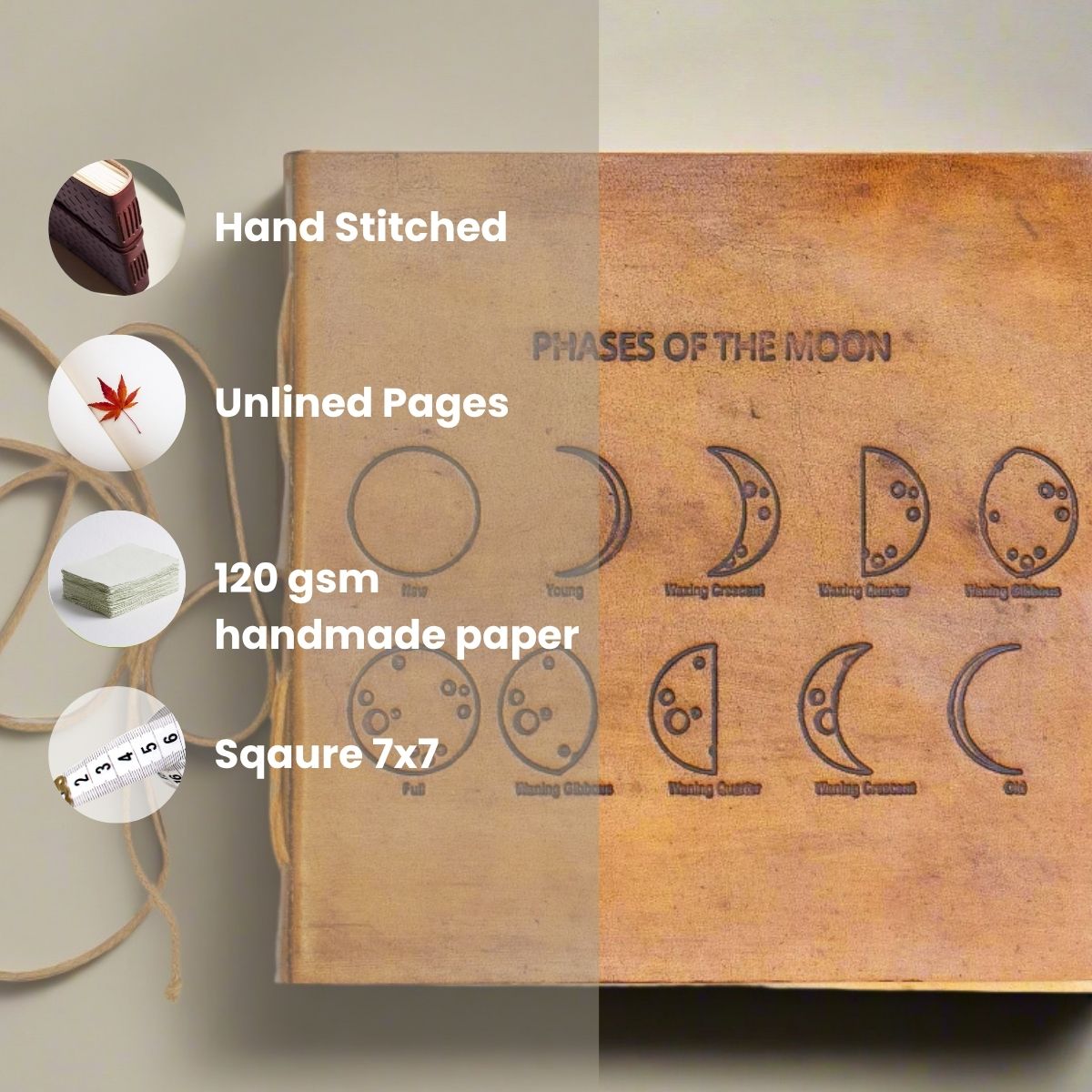 Moon Phases Leather Journal