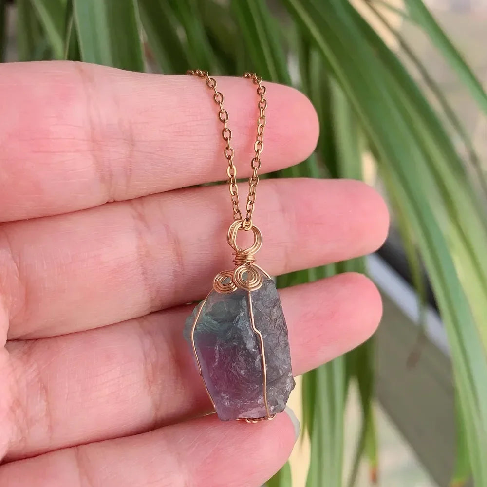 Raw Crystal Wire Wrap Necklaces