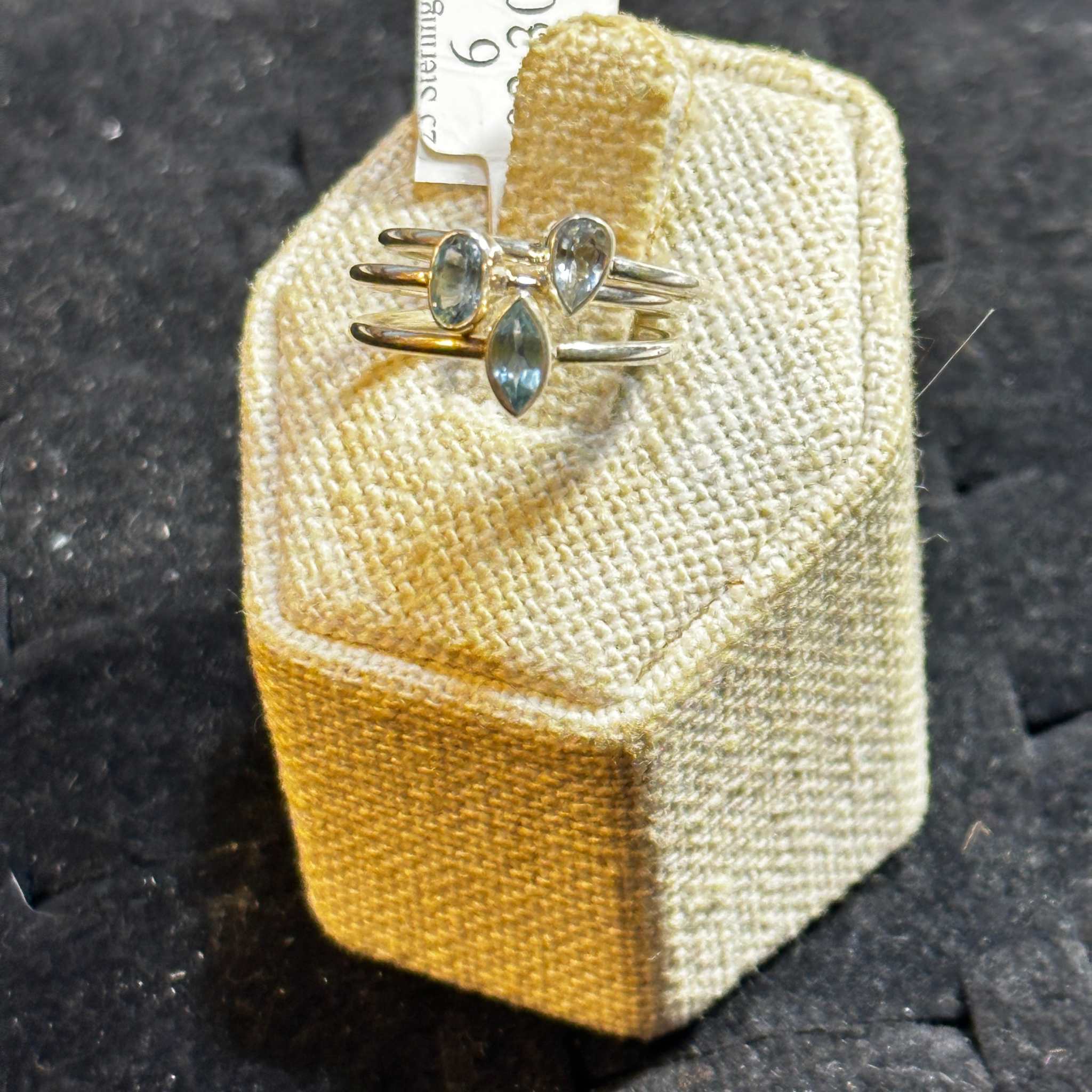 Aquamarine 3 Stack Ring Set