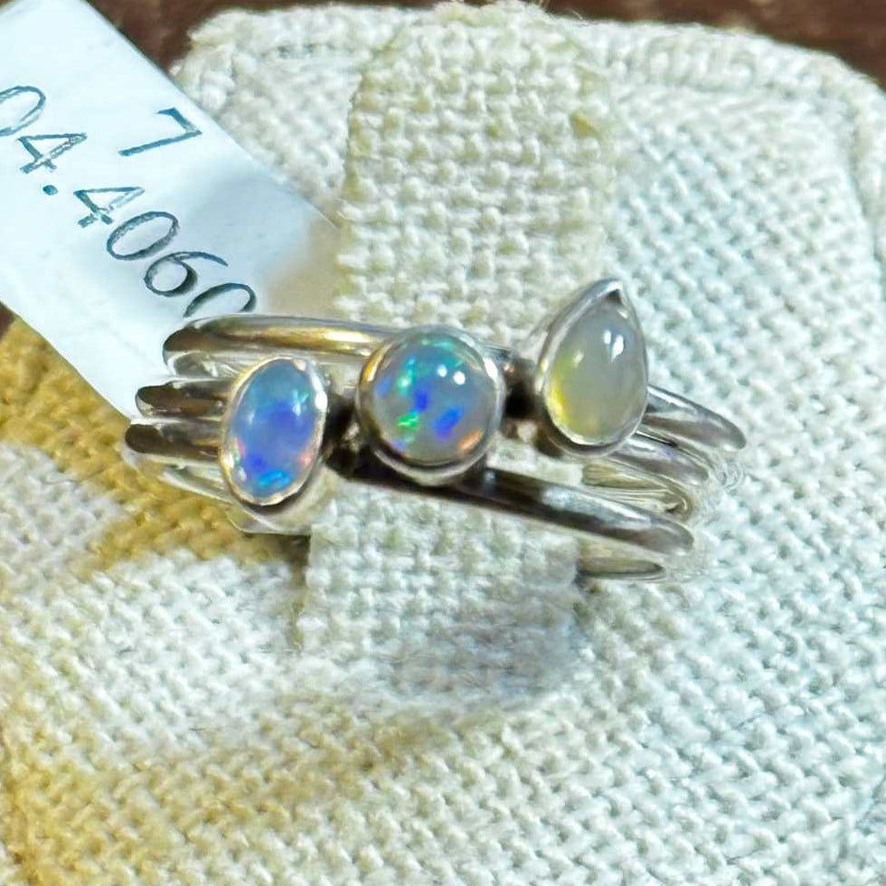 Ethiopian Opal 3 Stack Ring Set