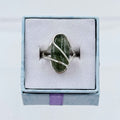 Sterling Silver Flowy Wrapped Moss Agate Ring - Size 6 - Grounding, Nurturing & Growth