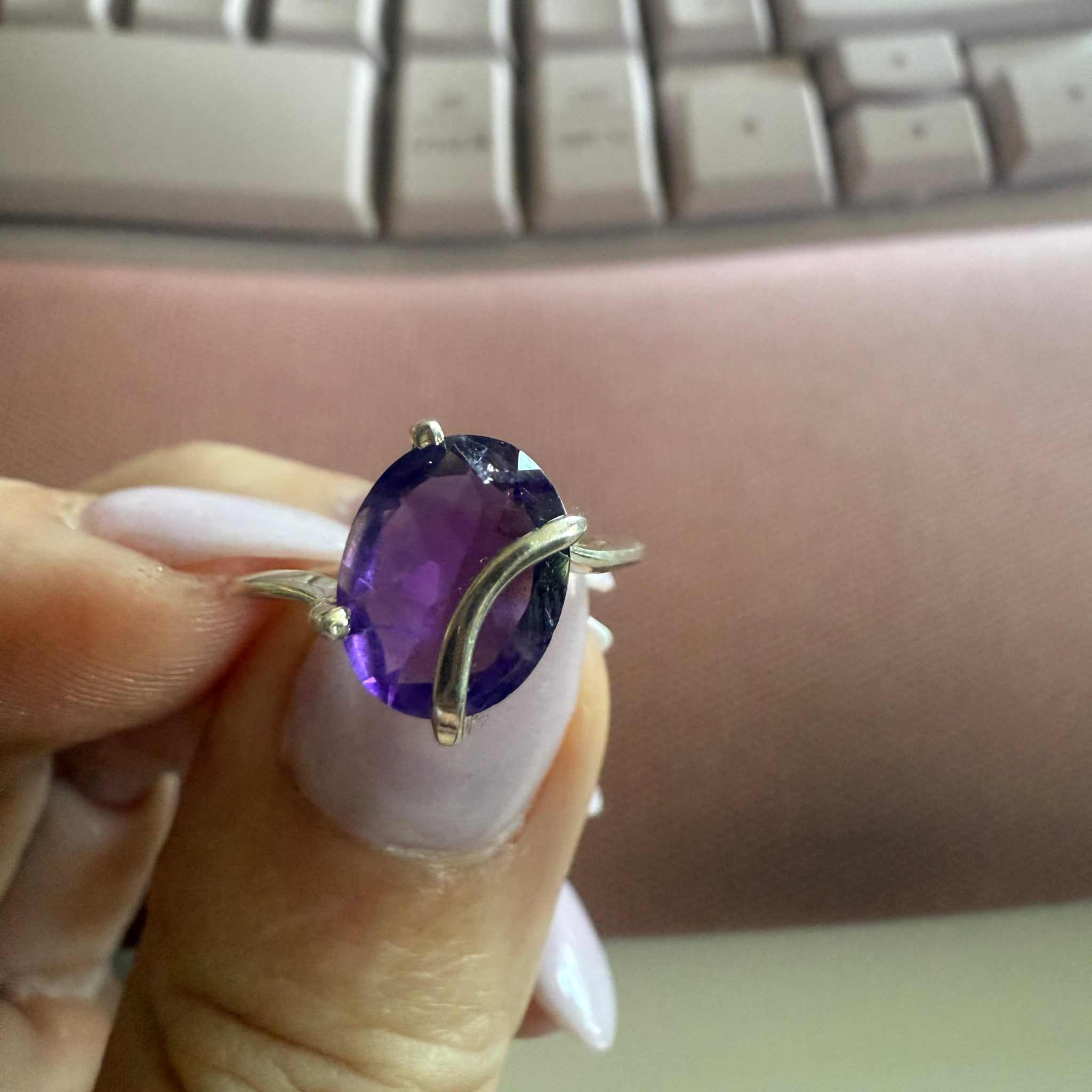 Sterling Silver Amethyst Ring – Size 5 – Intuition, Balance & Spiritual Calm