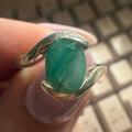 Emerald Ring Size 5 – Natural Oval Emerald in Swirl Sterling Silver