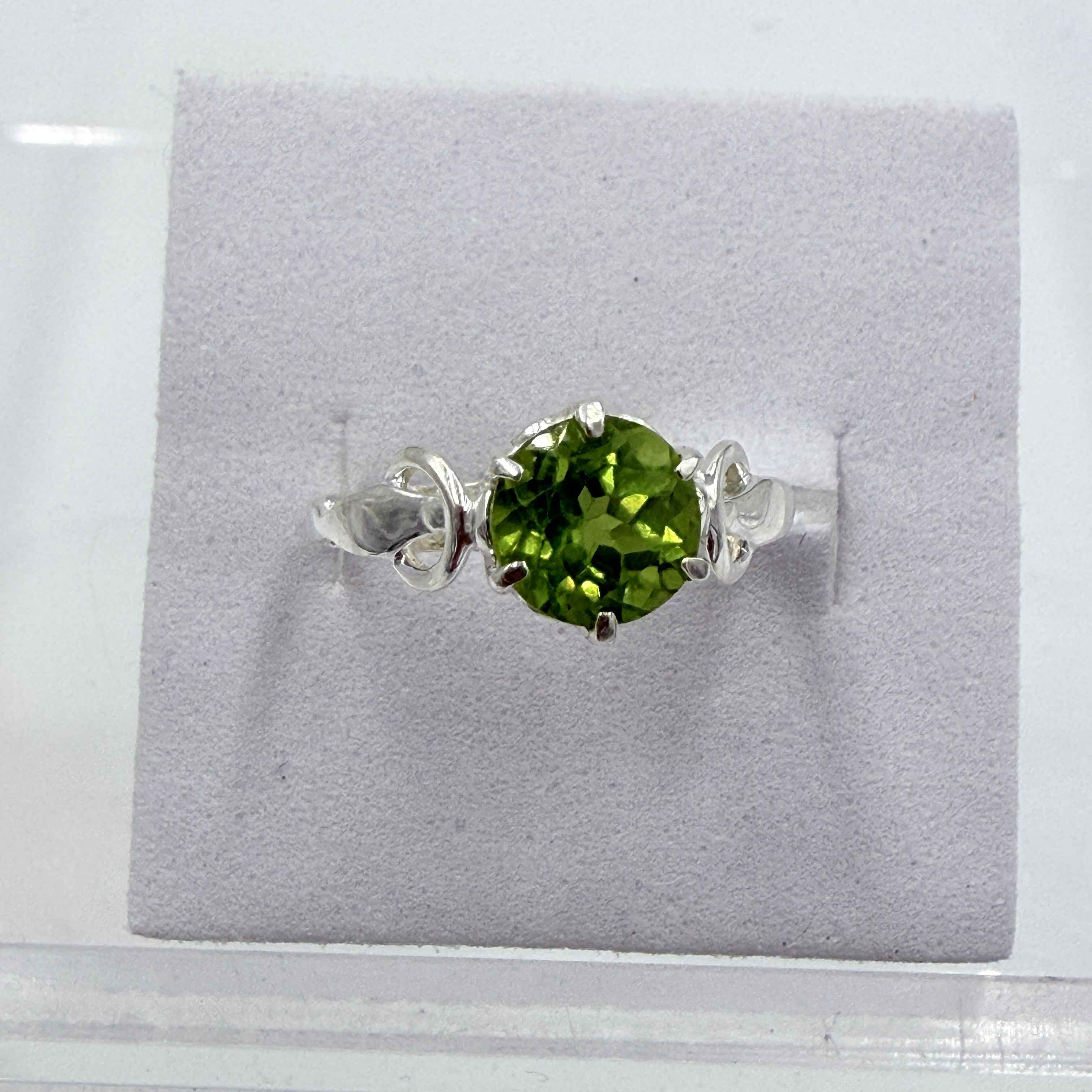 Sterling Silver Buckle Banded Peridot Ring - Size 6 -Positivity, Growth & Renewal