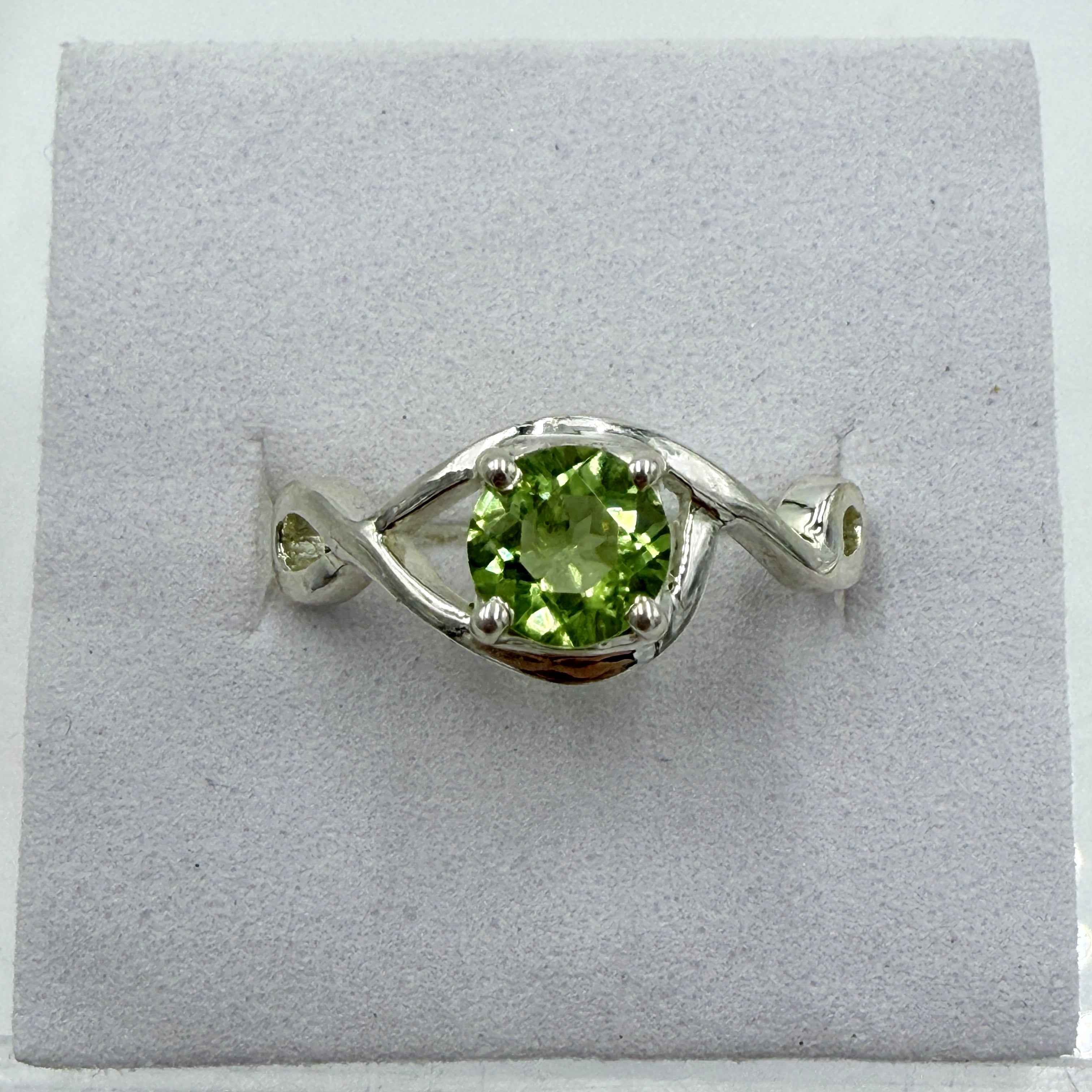 Sterling Silver Double Swirl Peridot Ring - Size 7 -Positivity, Growth & Renewal