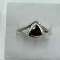 Sterling Silver Trillion Garnet Open-Frame Ring – Size 7 – Passion, Strength & Grounding