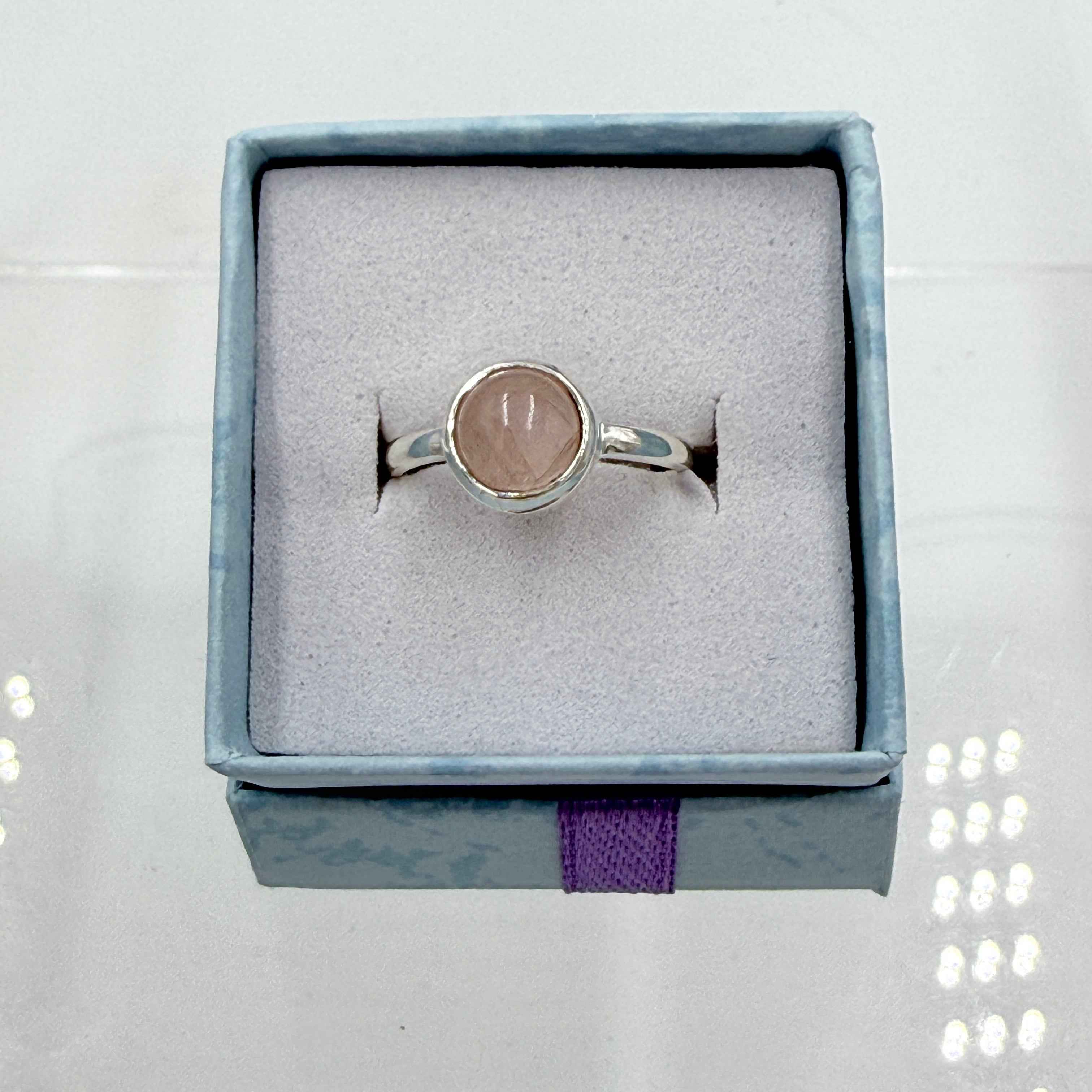 Sterling Silver Round Rose Quartz - Size 6 - Loving, Soothing & Heart Opening