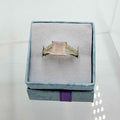 Sterling Silver Split Banded Square Rose Quartz - Size 6 - Loving, Soothing & Heart Opening