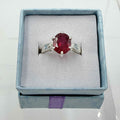 Sterling Silver Faceted Oval Ruby Ring - Size 6 - Passionate, Vital & Empowering