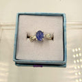 Sterling Silver Flowy Band Oval Tanzanite Ring - Size 6 - Spiritual, Intuitive & Elevated