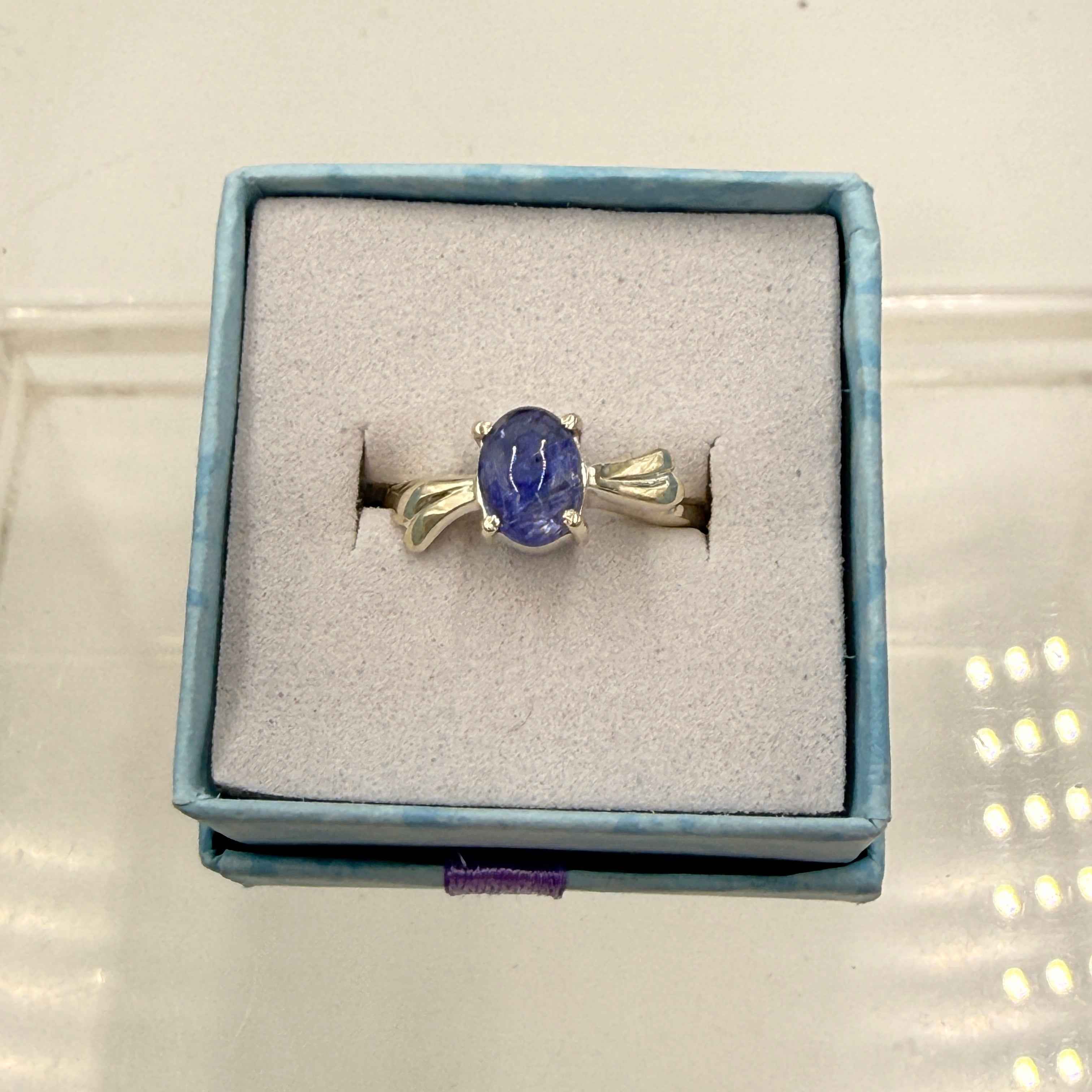 Sterling Silver Flowy Band Oval Tanzanite Ring - Size 6 - Spiritual, Intuitive & Elevated