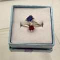 Sterling Silver Garnet & Sapphire Ring - Size 10 - Passionate, Protective & Wisdom
