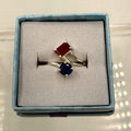 Sterling Silver Ruby & Sapphire Ring - Size 6 - Passionate, Wise & Empowering