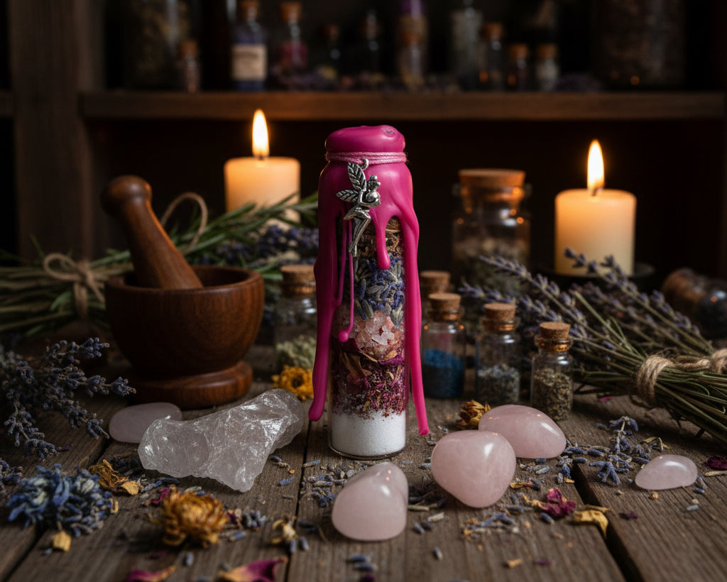 Spell Jar with pink wax