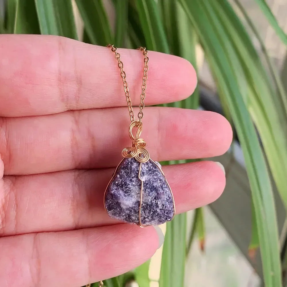 Raw Crystal Wire Wrap Necklaces